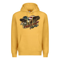 Mustard Freedom America Eagle 4th of july Premium Hoodie - HowdyJamesFarm