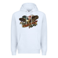 White Freedom America Eagle 4th of july Premium Hoodie - HowdyJamesFarm