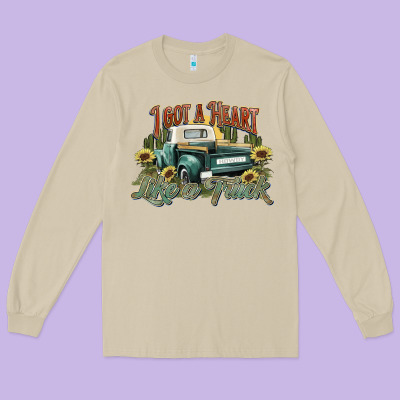 I Got A Heart Like A Truck Western Sunflower Long Sleeve Tee Designed By Nancycooperartshop