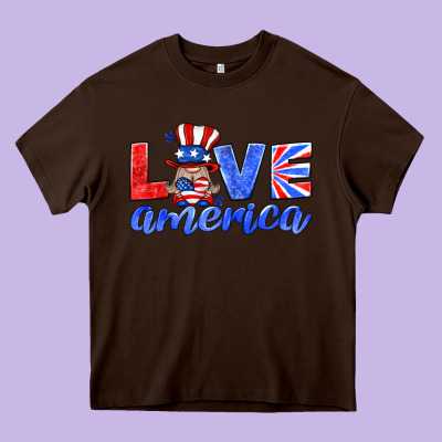 Love America Gnome Heavy Core Tee Designed By Hra Design Shop