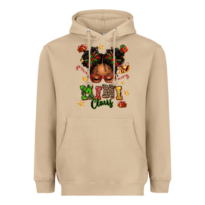 Mini Claus Messy Bun Heavyweight Hoodie by texasbilliewilder | Teevron