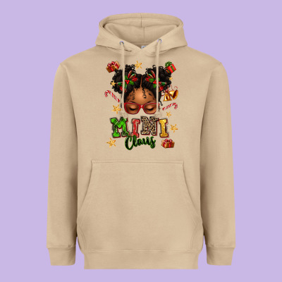 Mini Claus Messy Bun Heavyweight Hoodie Designed By Texasbilliewilder