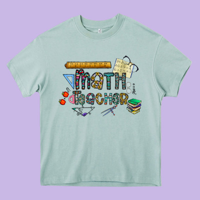 Math Teacher Heavy Core Tee Designed By Cowhidedigitalart
