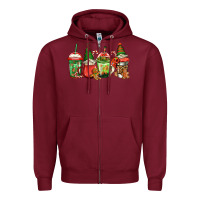 Burgundy christmas gnomes coffee Zipper Hoodie - Jasminsmagicworld