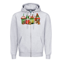 Heather Grey christmas gnomes coffee Zipper Hoodie - Jasminsmagicworld
