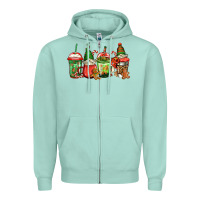 Seafoam christmas gnomes coffee Zipper Hoodie - Jasminsmagicworld