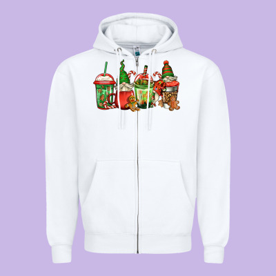 Christmas Gnomes Coffee Zipper Hoodie Designed By Jasminsmagicworld