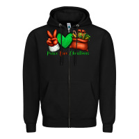 Black peace love Christmas Santa Claus hand Zipper Hoodie - Jasminsmagicworld