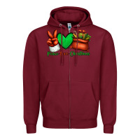 Burgundy peace love Christmas Santa Claus hand Zipper Hoodie - Jasminsmagicworld