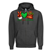 Charcoal Heather peace love Christmas Santa Claus hand Zipper Hoodie - Jasminsmagicworld