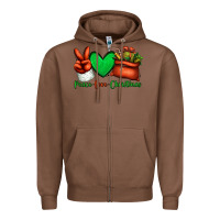 Chestnut peace love Christmas Santa Claus hand Zipper Hoodie - Jasminsmagicworld