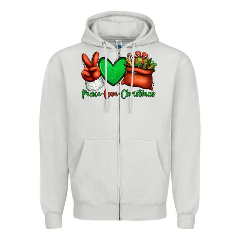 Peace Love Christmas Santa Claus Hand Zipper Hoodie by Jasminsmagicworld | Teevron