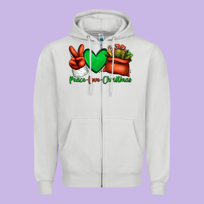 Peace Love Christmas Santa Claus Hand Zipper Hoodie Designed By Jasminsmagicworld
