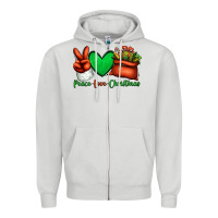 Dove Grey peace love Christmas Santa Claus hand Zipper Hoodie - Jasminsmagicworld