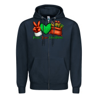Navy peace love Christmas Santa Claus hand Zipper Hoodie - Jasminsmagicworld