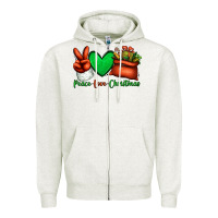 Oatmeal Heather peace love Christmas Santa Claus hand Zipper Hoodie - Jasminsmagicworld