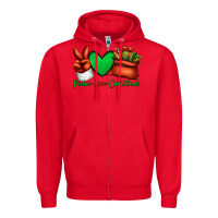 Red peace love Christmas Santa Claus hand Zipper Hoodie - Jasminsmagicworld