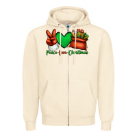 Sandshell peace love Christmas Santa Claus hand Zipper Hoodie - Jasminsmagicworld
