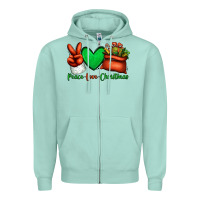 Seafoam peace love Christmas Santa Claus hand Zipper Hoodie - Jasminsmagicworld