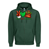 Sports Green peace love Christmas Santa Claus hand Zipper Hoodie - Jasminsmagicworld