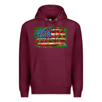 Burgundy Christmas American flag 4th of july Premium Hoodie - HowdyJamesFarm