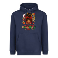 Navy santas favorite pharmacy tech afro messy bun Heavyweight Hoodie - texasbilliewilder