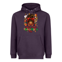 Plum santas favorite pharmacy tech afro messy bun Heavyweight Hoodie - texasbilliewilder