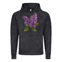 Vintage Black Purple Lilac Flower Illustrations Vintage Hoodie - LillyAllenDesigns