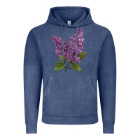 Vintage Denim Purple Lilac Flower Illustrations Vintage Hoodie - LillyAllenDesigns