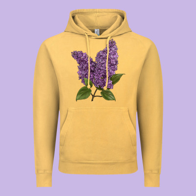 Purple Lilac Flower Illustrations Vintage Hoodie Designed By Lillyallendesigns