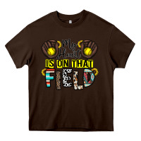 Chocolate Brown my heart is on that field Heavy Core Tee - CowhideDigitalArt