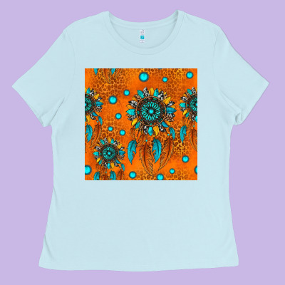 Western Dreamcatchers Seamless Pattern Ladies Tee Designed By Hra Design Shop