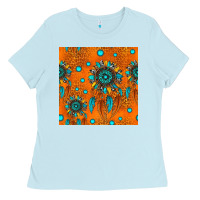 Baby Blue western dreamcatchers seamless pattern Ladies Tee - HRA Design Shop