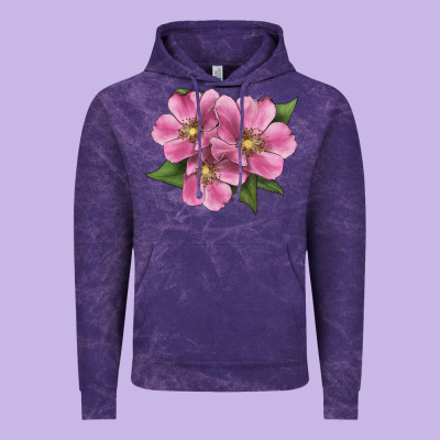 Wild Prairie Rose Illustrations Vintage Hoodie Designed By Lillyallendesigns