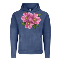 Vintage Denim Wild Prairie Rose Illustrations Vintage Hoodie - LillyAllenDesigns