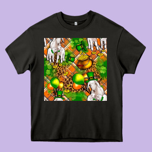 St Patricks  Goat Family With Balloons Seamless Heavy Core Tee Designed By Fadigitalartstudio