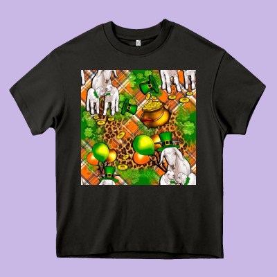St Patricks  Goat Family With Balloons Seamless Heavy Core Tee Designed By Fadigitalartstudio