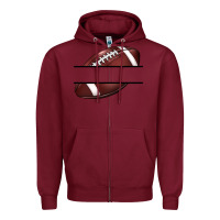 Burgundy football name frame Zipper Hoodie - BarkalooDesign