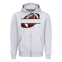 Heather Grey football name frame Zipper Hoodie - BarkalooDesign