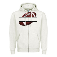 Oatmeal Heather football name frame Zipper Hoodie - BarkalooDesign