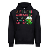 Black Just A Girl Who Loves Coffee And Cactus Frappe Urban Hoodie - FaDigitalArtStudio