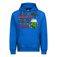 Cobalt Just A Girl Who Loves Coffee And Cactus Frappe Urban Hoodie - FaDigitalArtStudio