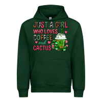 Forest Green Just A Girl Who Loves Coffee And Cactus Frappe Urban Hoodie - FaDigitalArtStudio