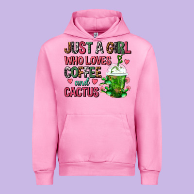 Just A Girl Who Loves Coffee And Cactus Frappe Urban Hoodie Designed By Fadigitalartstudio