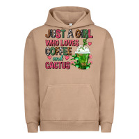 Pigment Burro Just A Girl Who Loves Coffee And Cactus Frappe Urban Hoodie - FaDigitalArtStudio