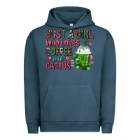 Pigment Midnight Navy Just A Girl Who Loves Coffee And Cactus Frappe Urban Hoodie - FaDigitalArtStudio
