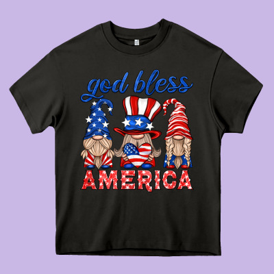 God Bless America Gnome Heavy Core Tee Designed By Hra Design Shop