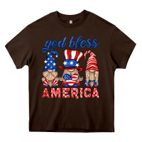 Chocolate Brown god bless america gnome Heavy Core Tee - HRA Design Shop