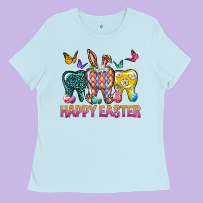 Happy Easter Dental Ladies Tee Designed By Neo Western