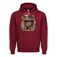 Burgundy cute floral baby sloth Zipper Hoodie - Jasminsmagicworld